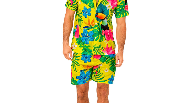 Zomer party set Toekan heren - Hawaii blouse en short met toekanprint