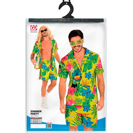 Zomer party set Toekan achterkant - Hawaii blouse en short heren tropisch