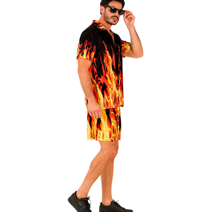 Hawaii set Flames gedragen - tropische zomerblouse en short beach party