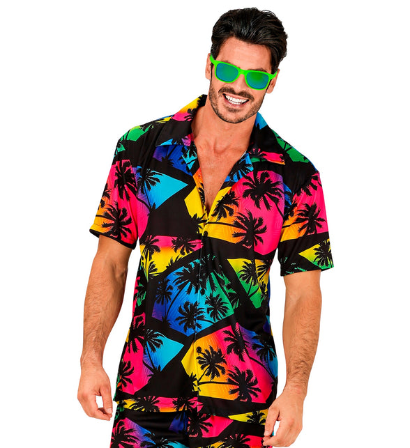 Zomer partyshirt Palmtrees heren - Hawaii blouse met palmbomenprint voor beach party