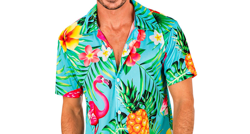 Zomer partyshirt Flamingo heren - Hawaii blouse met flamingoprint voor beach party