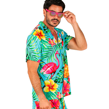 Hawaii blouse Flamingo detail - tropisch zomershirt flamingo beach party