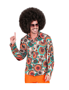 Jaren 70 shirt vintage heren - kleurrijk retro hippie discoshirt met vintage print
