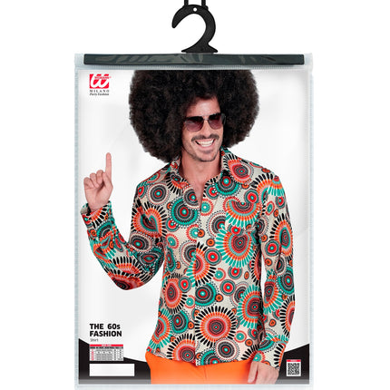 Jaren 70 vintage shirt heren achterkant - kleurrijk hippie discoshirt retro