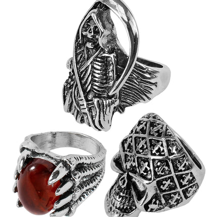Ringen Halloween assorti 3 stijlen voor heren zijaanzicht – sieraden