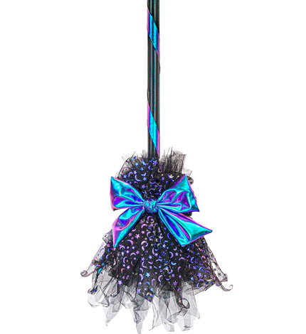 Heksen bezem blauw vooraanzicht – accessoires