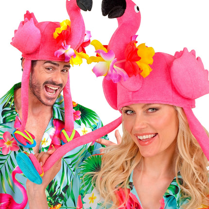 Flamingo hoed hawaii achterkant – hoeden