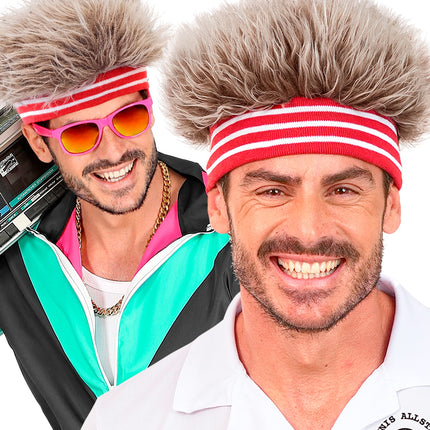 Haarband met pluche haar jaren 80 voor heren achterkant – kleding accessoires