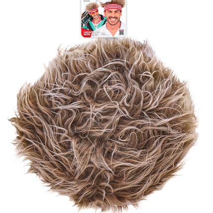 Haarband met pluche haar jaren 80 voor heren zijaanzicht – kleding accessoires