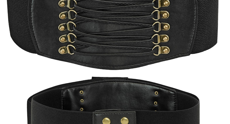 Korset riem stretch zwart voor dames vooraanzicht – kleding