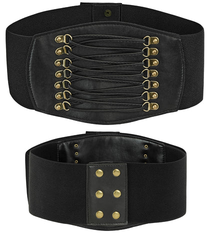 Korset riem stretch zwart voor dames vooraanzicht – kleding