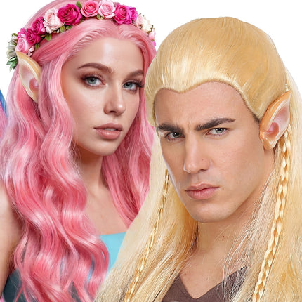 Elf oortjes gedragen door twee modellen bij een elvenlook met lang haar