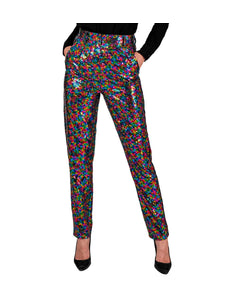 Paillettenbroek dames Mara meerkleurig - kleurrijke glitterbroek met pailletten disco