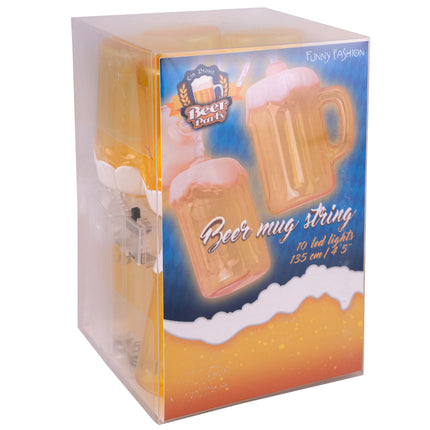 Verpakking van de lichtslinger 10 bierpullen van Funny Fashion, 135 cm met 10 ledlampjes