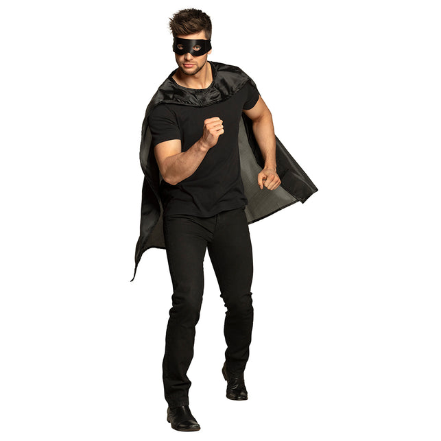 Super held cape en masker set zwart — foto 2