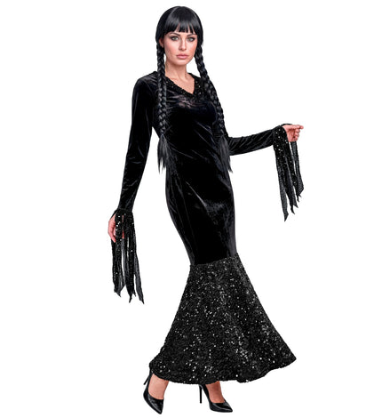 Wednesday glitter zwarte jurk Dames