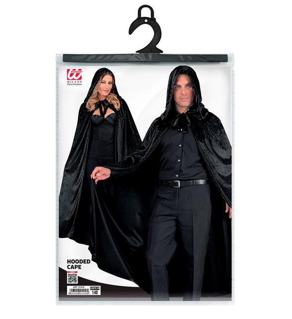 Zwart fluwelen cape met kap 140cm Olivia — foto 5