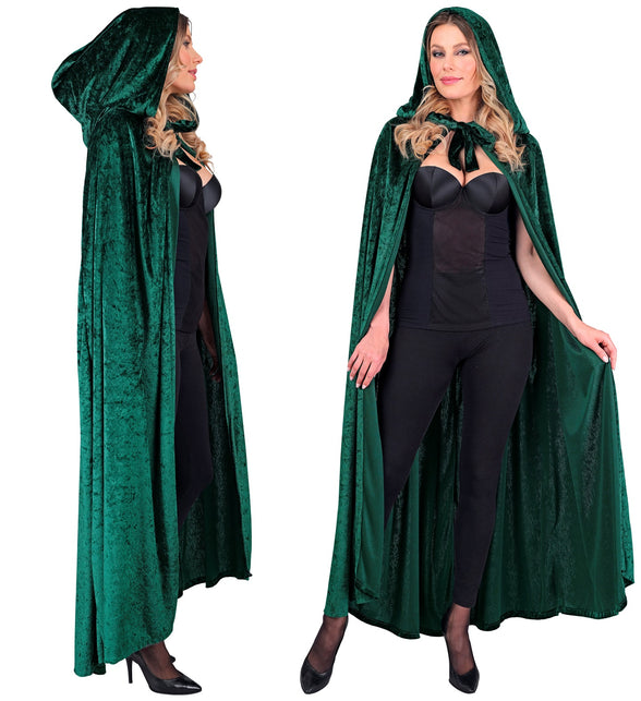 Groen fluwelen cape met kap 140 cm Finn — foto 4