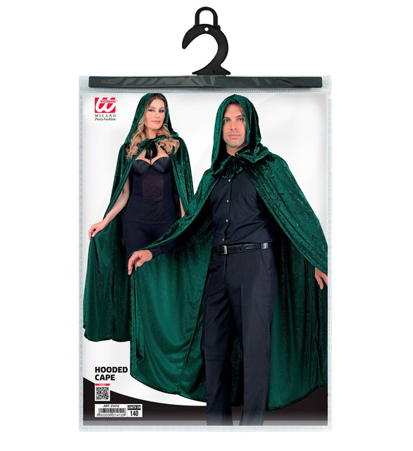 Groen fluwelen cape met kap 140 cm Finn — foto 5