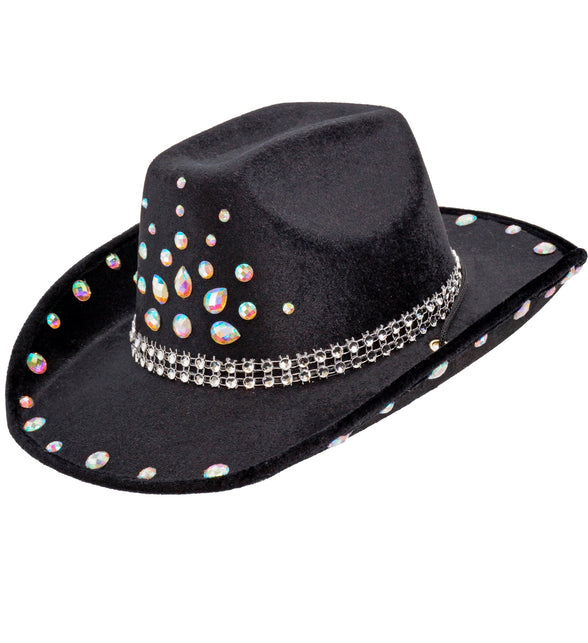 Cowboyhoed zwart met diamanten Sem