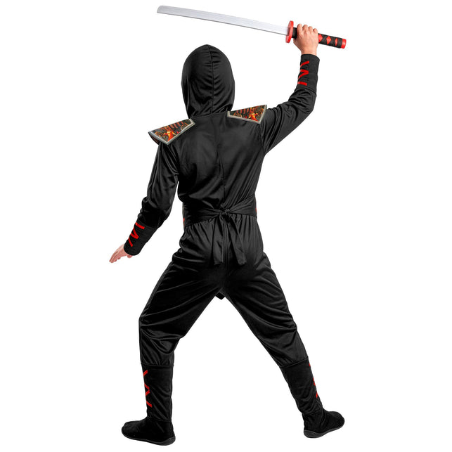 Ninja skelet jumpsuit jongens zwart met rode print — foto 3