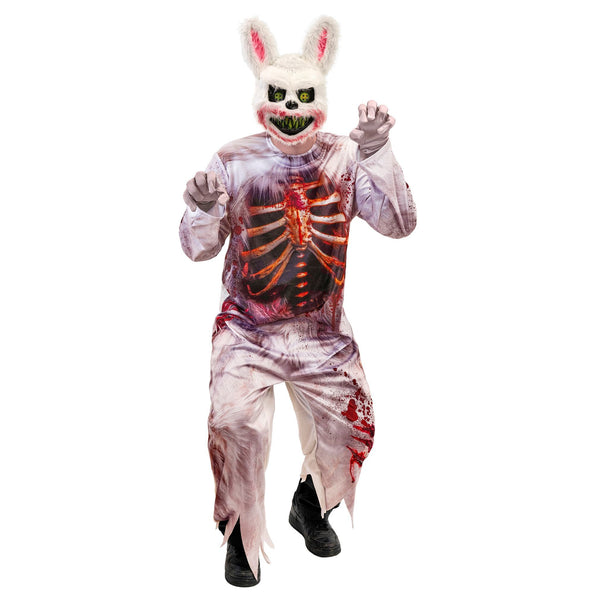 Zombie konijn jumpsuit heren met horrormasker — foto 4