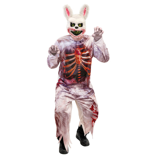 Zombie konijn jumpsuit heren met horrormasker — foto 4