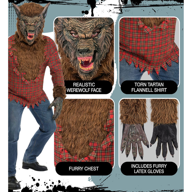 Weerwolf shirt heren rood met masker en handschoenen — foto 5