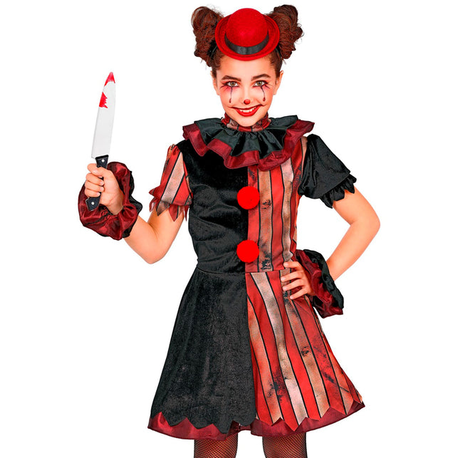 Gemene clownsjurk meisjes rood zwart 5-delig