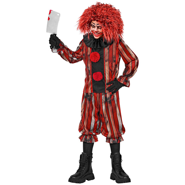 Gemene clownsjas jongens rood met plooikraag en broek