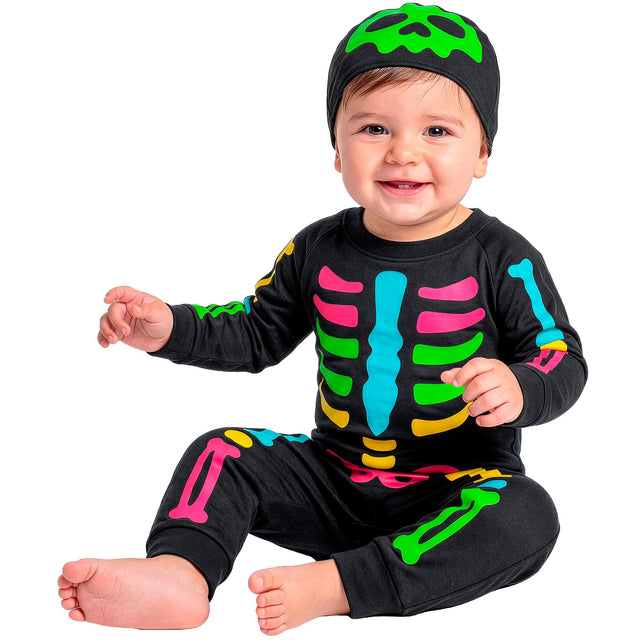 Gekleurde skelet jumpsuit jongens met hoofddeksel — foto 2