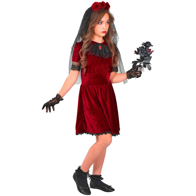 Gothic vampierbruid jurk meisjes met sluier en handschoenen — foto 3