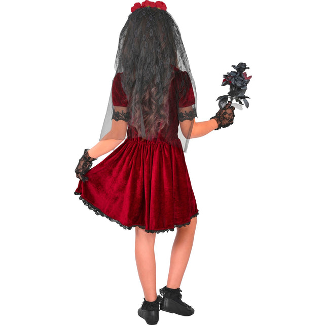 Gothic vampierbruid jurk meisjes met sluier en handschoenen — foto 4