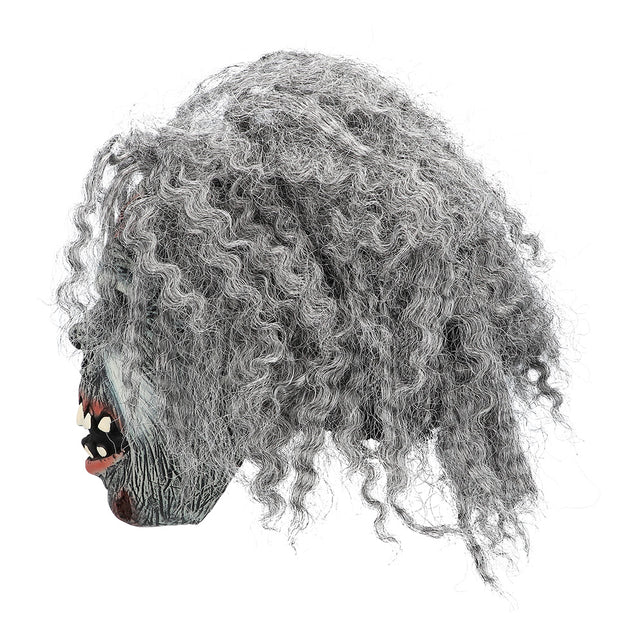 Latex hoofdmasker Crazy zombie met grijs haar heren