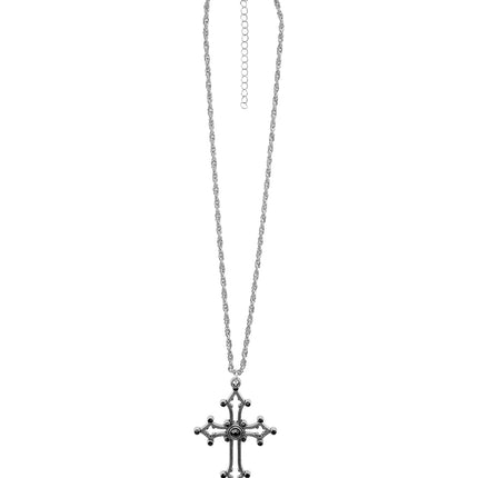 Ketting kruis gothic zwart edelstenen zijaanzicht – sieraden