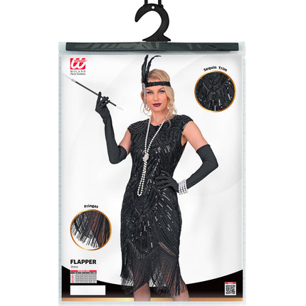 Roaring jaren 20 gatsby flapper jurk zwart voor dames styling – kostuums
