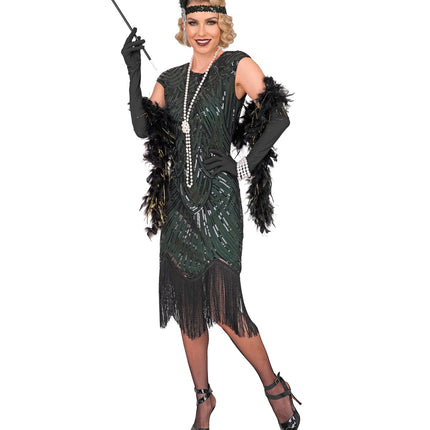 Roaring jaren 20 gatsby flapper jurk groen voor dames sfeerbeeld – kostuums