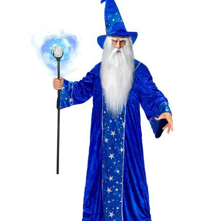 Fantasy tovenaars gewaad voor heren zijaanzicht – verkleedkleding