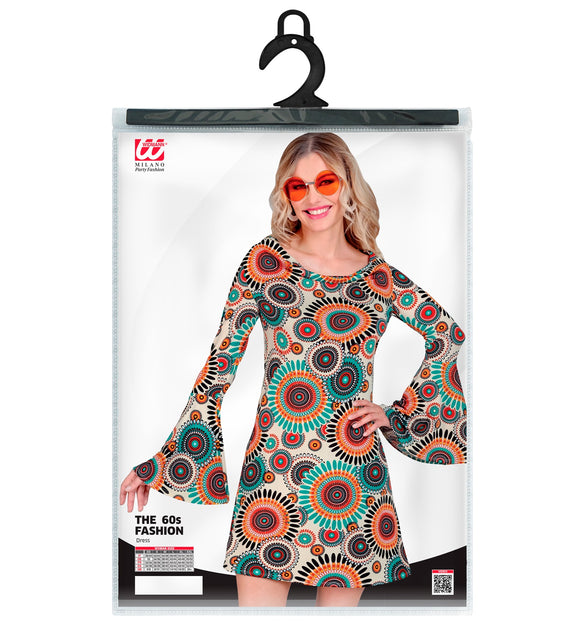 Vintage jaren 70 jurk achterkant - hippie flower power kleding dames retro