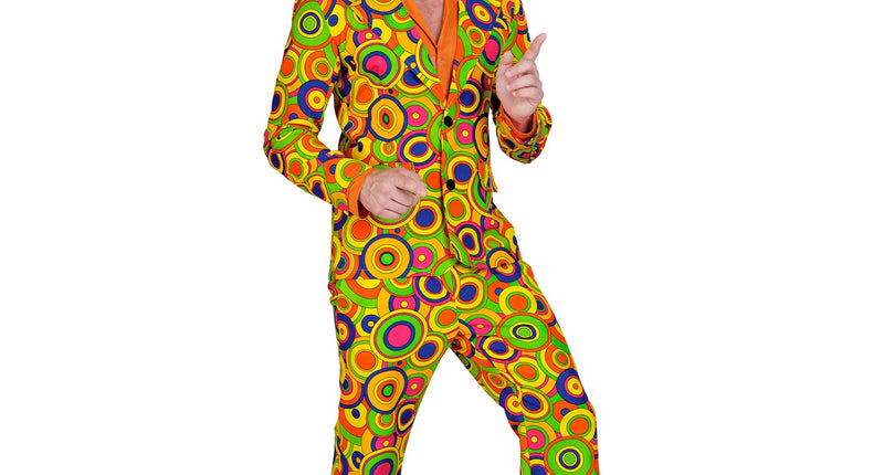 Jaren 70 groovy kostuum heren - disco pak met cirkels voor saturday night party