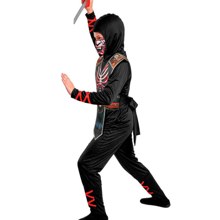 Ninja skelet jumpsuit voor jongens zijaanzicht – kostuums