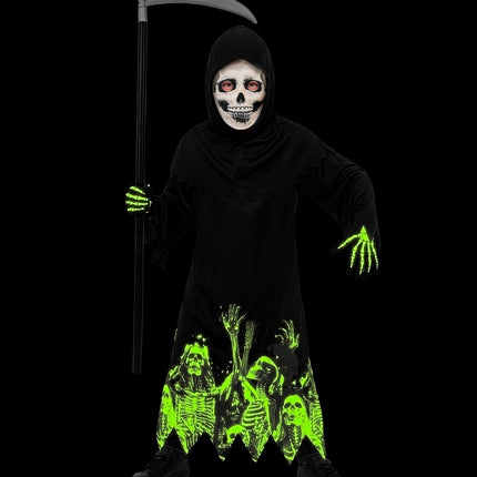 Glow-in-the-dark Magere Hein gewaad voor jongens zijaanzicht – kostuums