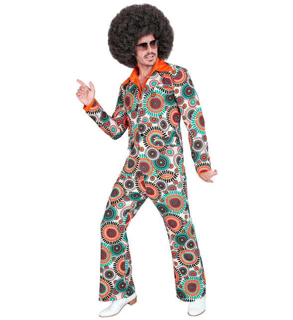 Vintage jaren 70 verkleedpak heren - hippie disco outfit met colbert en broek