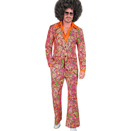 Paisley jaren 70 verkleedpak heren - hippie disco outfit met colbert en broek