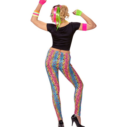 Jaren 80 dames kostuum close-up, foute neon party retro verkleedkleding
