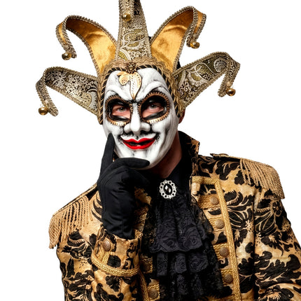 Venetiaanse masker nar voor heren achterkant – verkleedkleding