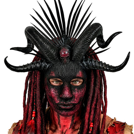 Voodoo masker priester sfeerbeeld – verkleedkleding