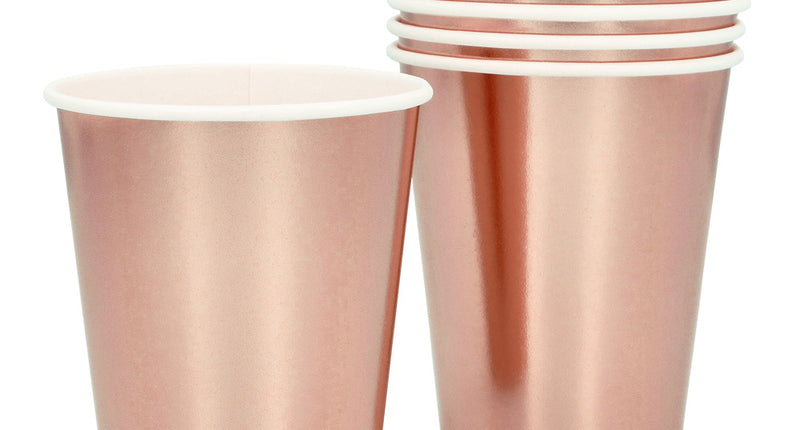 Set 6 roségoud papieren bekertjes 25 cl