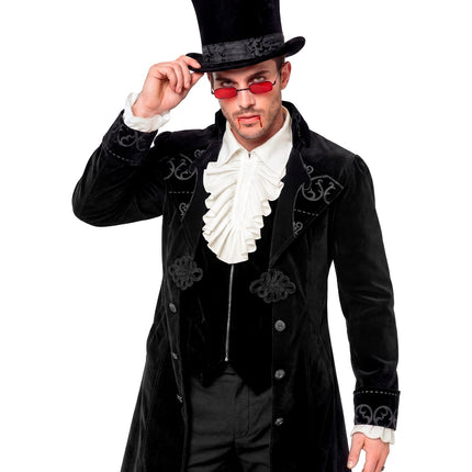 Historisch personage shirt met jabot wit voor heren achterkant – kleding