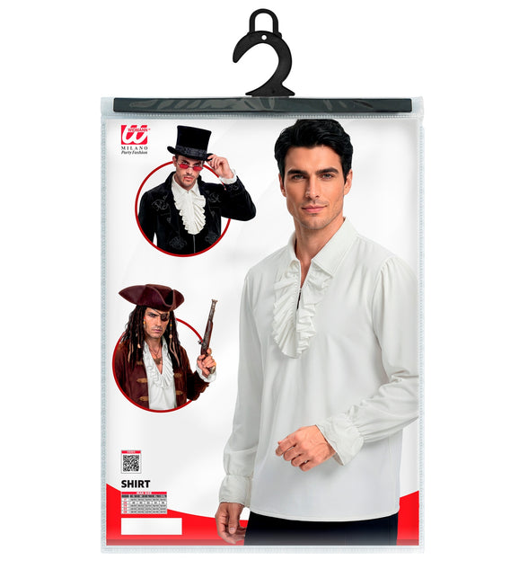 Historisch personage shirt met jabot wit voor heren productfoto – kleding